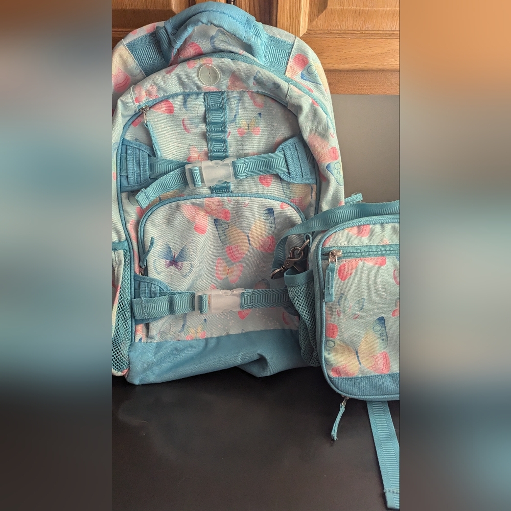 Pottery Barn butterfly backpack and lunchbox